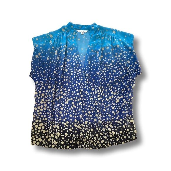 Cabi Women’s Ombre Bubble Dot Blue Sleeveless Chiffon Crossover Blouse • Medium - Picture 4 of 12